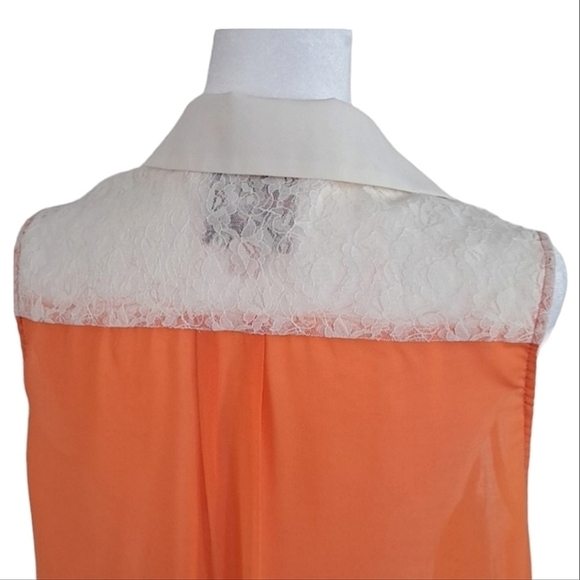Romeo & Juliet Coutour Blouse Orange with Ivory Lace Details Size Medium - Picture 3 of 12